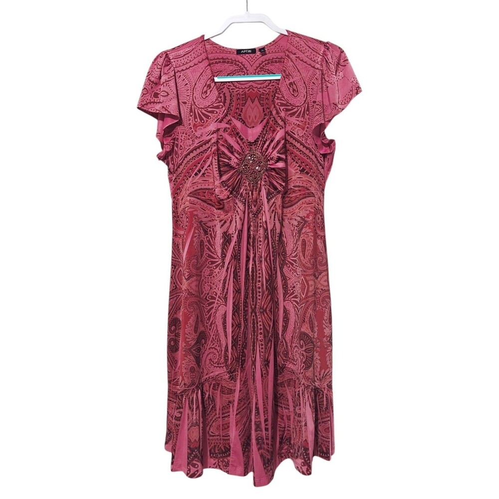 Y2k Babydoll Dress Beaded XL X-Large Paisley Pink Fairy Boho Western Apt. 9 Soft